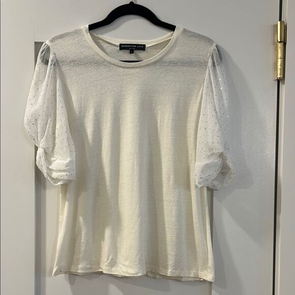 Generation Love Cream Puff Sleeve Blouse, Size Medium - Picture 1 of 10